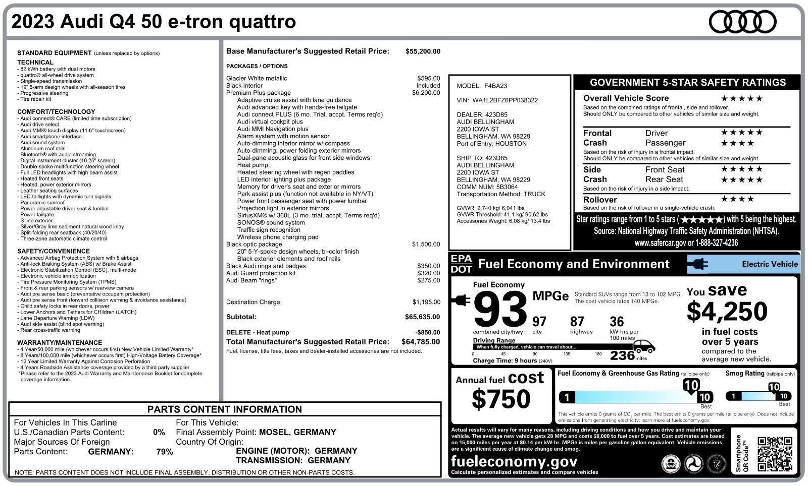 Used 2023 Audi Q4 e-tron Premium Plus w/ Premium Plus AWD/4WD image 5