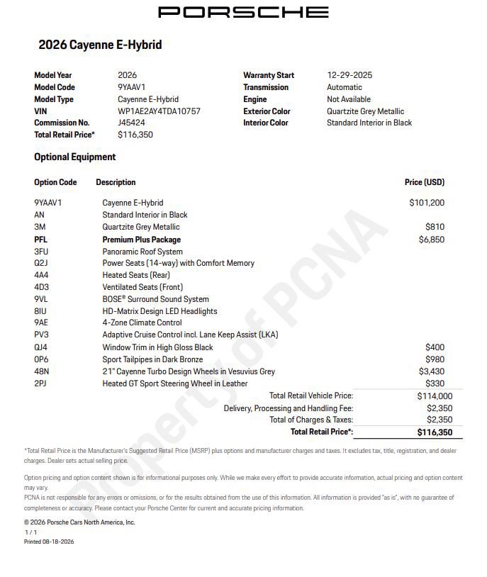 Certified 2026 Porsche Cayenne E-Hybrid AWD/4WD image 6