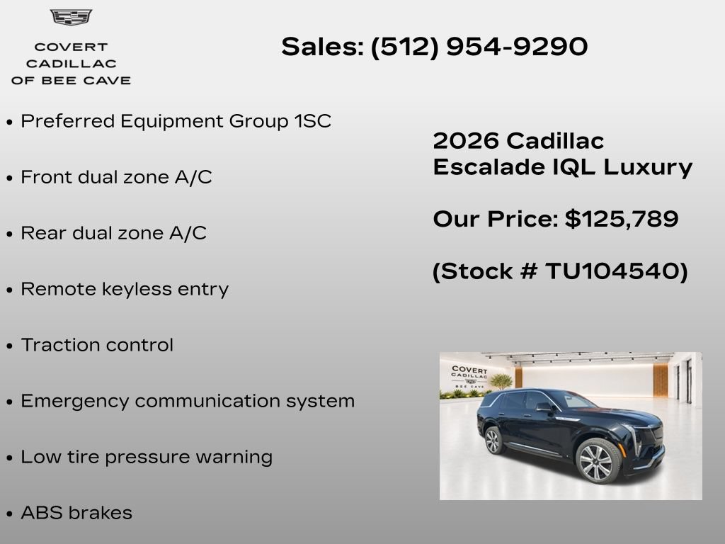 New 2026 Cadillac Escalade IQL Luxury w/ LPO, Floor Liner Package AWD/4WD image 7