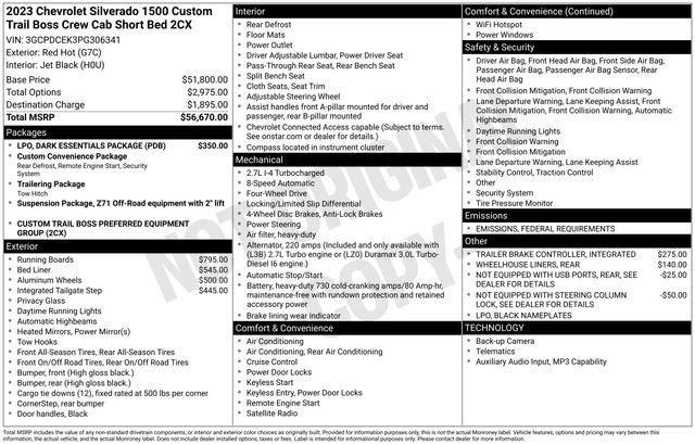 Used 2023 Chevrolet Silverado 1500 Custom Trail Boss w/ LPO, Dark Essentials Package image 4