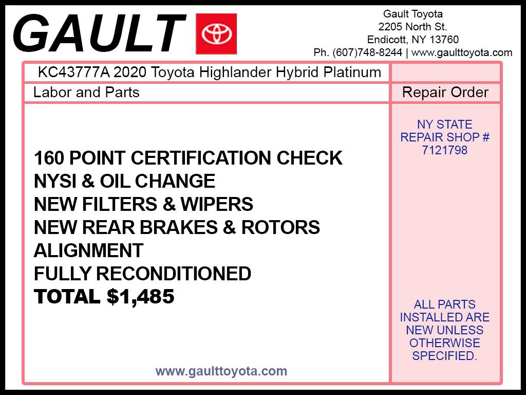Certified 2020 Toyota Highlander Platinum AWD/4WD image 2