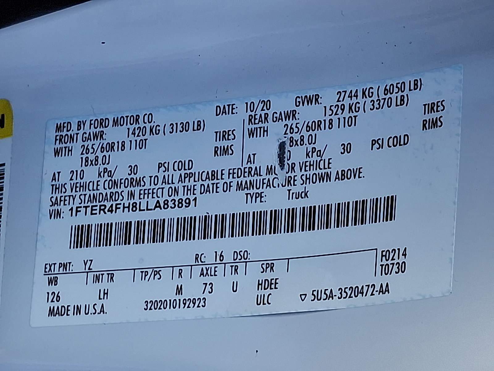 Certified 2020 Ford Ranger XLT w/ Equipment Group 301A Mid image 26