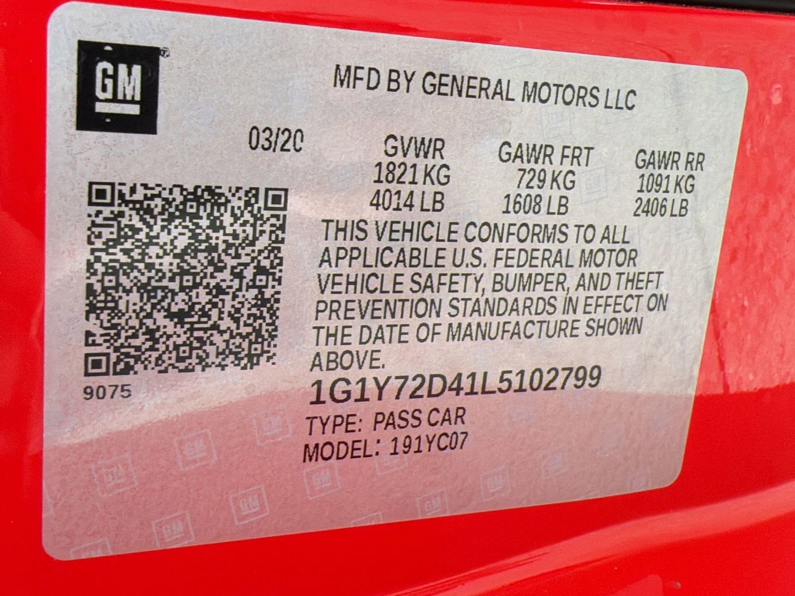 Certified 2020 Chevrolet Corvette Stingray Preferred Cpe w/ 2LT Preferred Equipment Group image 19