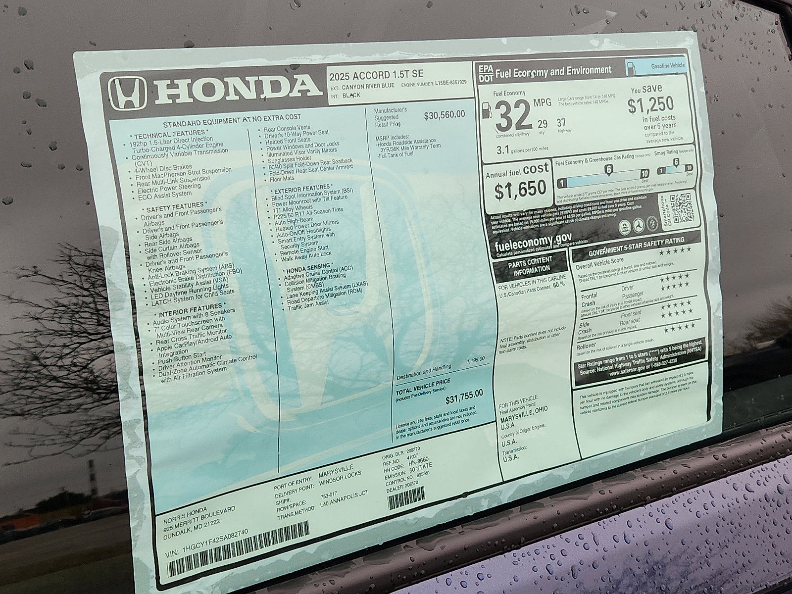 New 2025 Honda Accord SE image 17