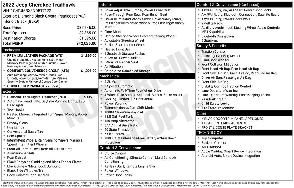 Certified 2022 Jeep Cherokee Trailhawk w/ Premium Leather Package image 7