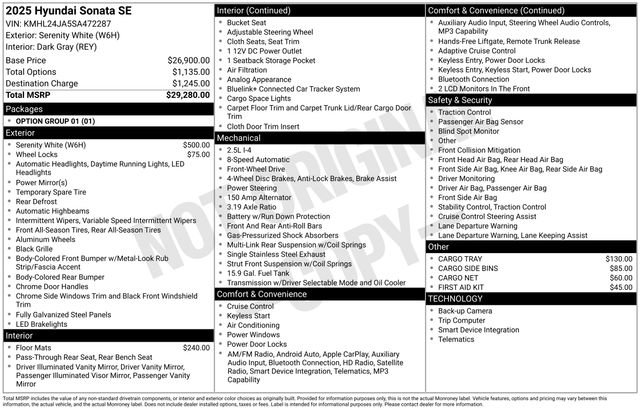 New 2025 Hyundai Sonata SE image 18