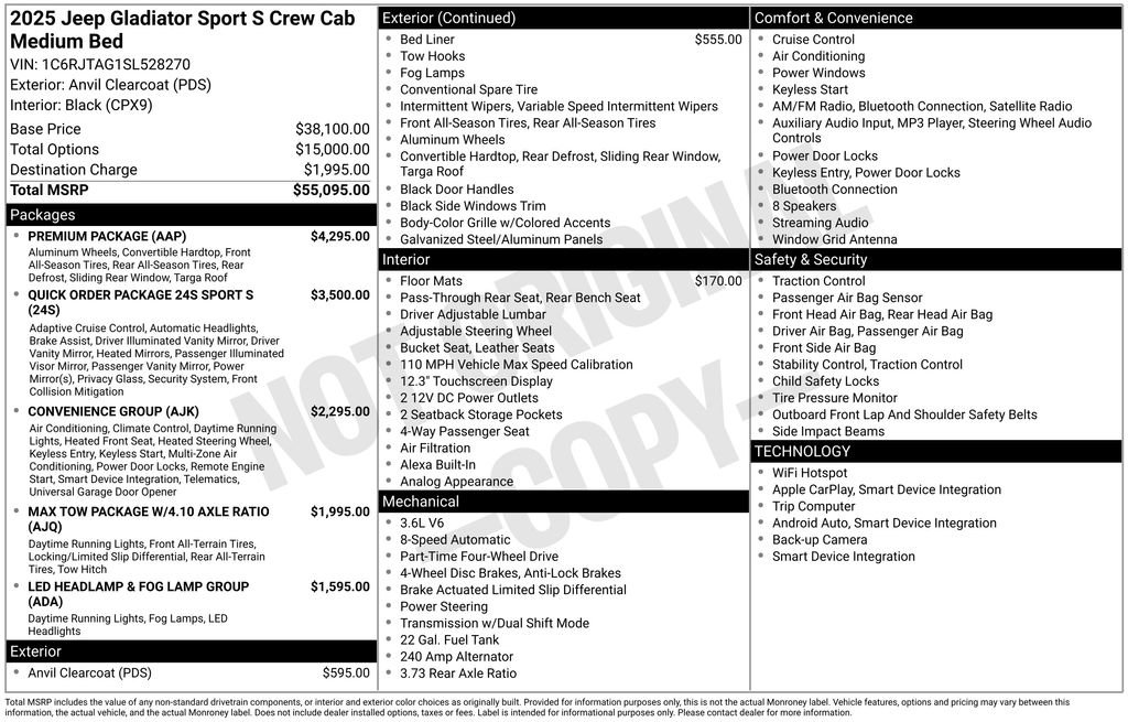 New 2025 Jeep Gladiator Sport w/ Premium Package AWD/4WD image 6