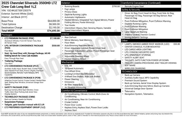 Certified 2025 Chevrolet Silverado 3500 LTZ w/ LTZ Premium Package AWD/4WD image 35