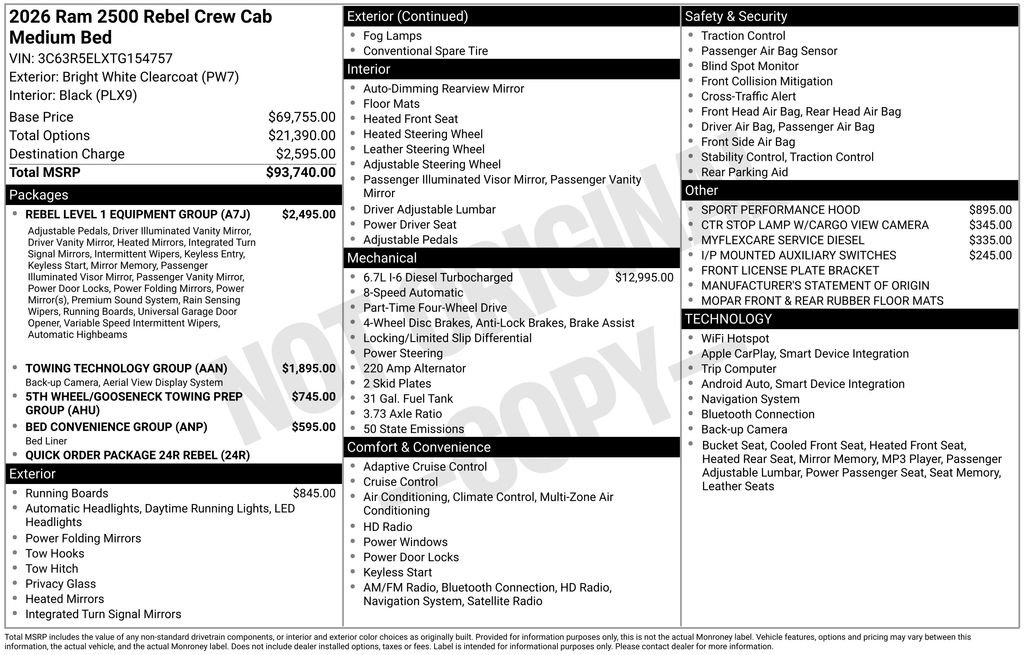 New 2026 RAM 2500 Rebel w/ Rebel Level 1 Equipment Group AWD/4WD image 45
