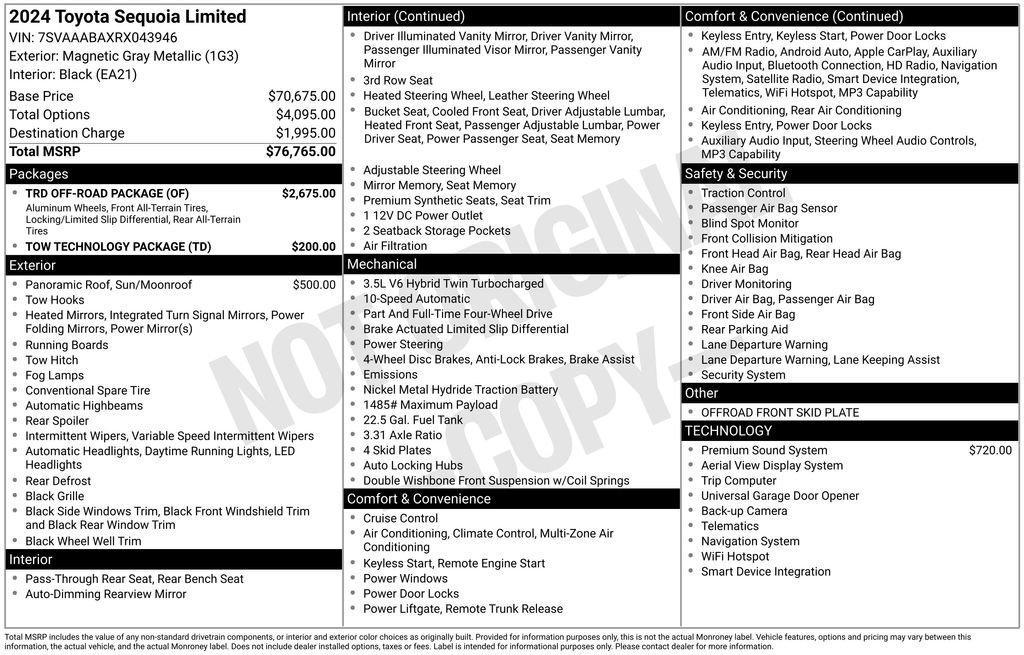 Used 2024 Toyota Sequoia Limited w/ TRD Off-Road Package AWD/4WD image 45