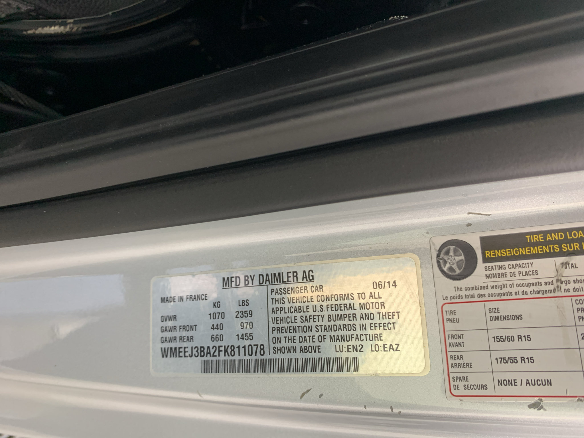 Used 2015 smart fortwo pure RWD image 12