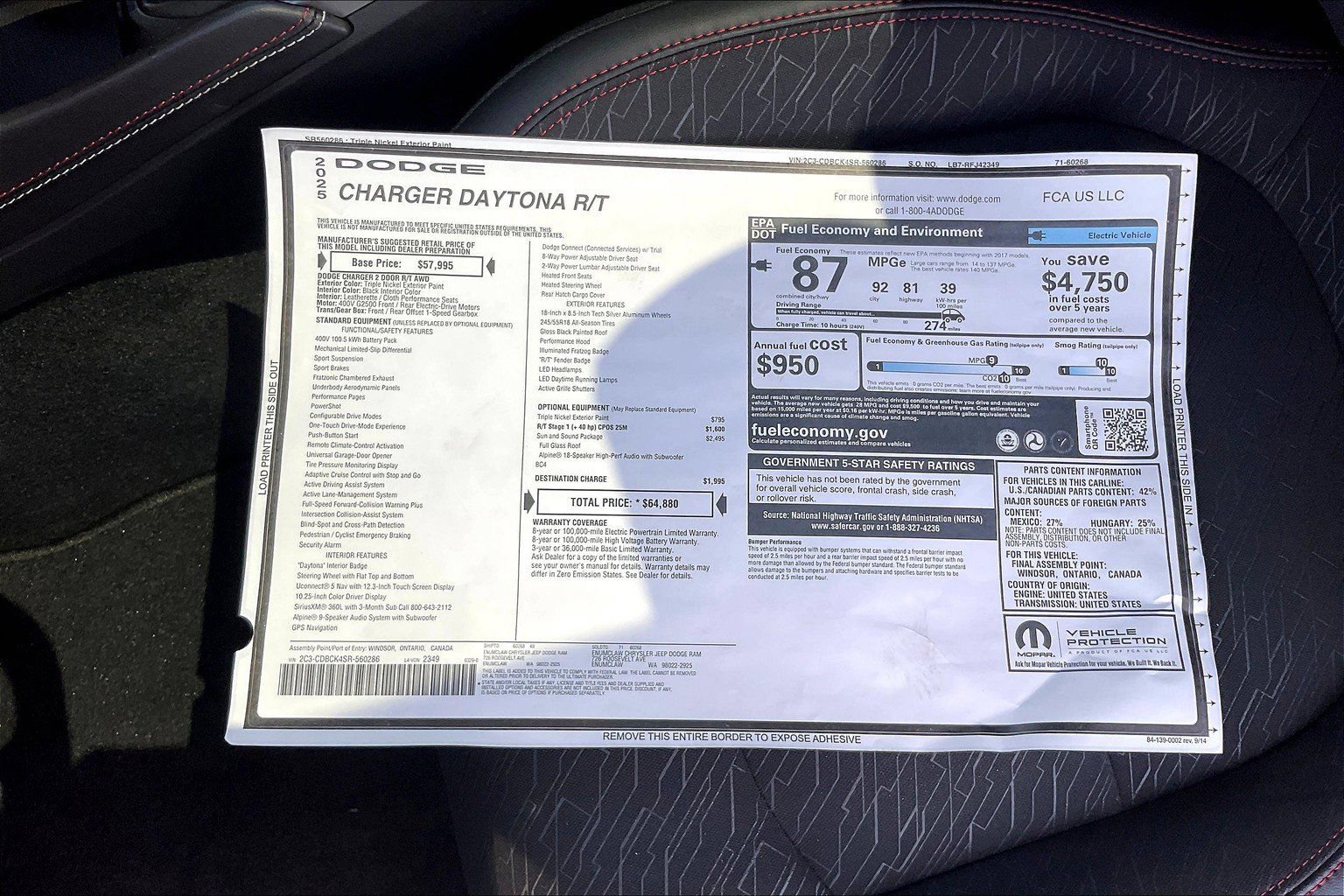 New 2025 Dodge Charger Daytona R/T w/ Sun & Sound Package AWD/4WD image 15