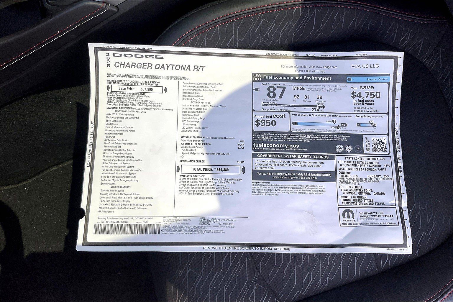 New 2025 Dodge Charger R/T w/ Sun & Sound Package image 15