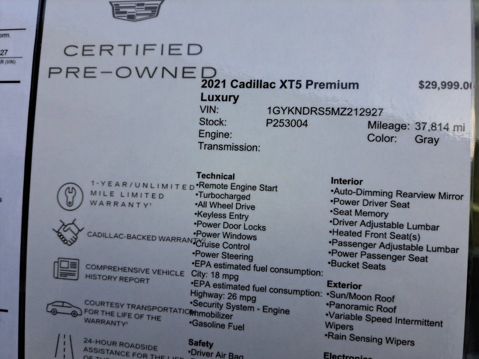 Certified 2021 Cadillac XT5 Premium Luxury image 35