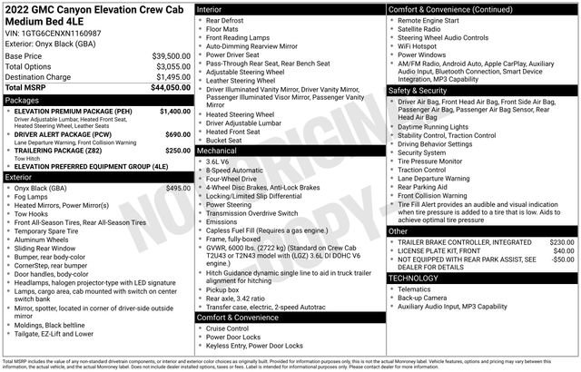 Used 2022 GMC Canyon Elevation w/ Elevation Premium Package AWD/4WD image 24