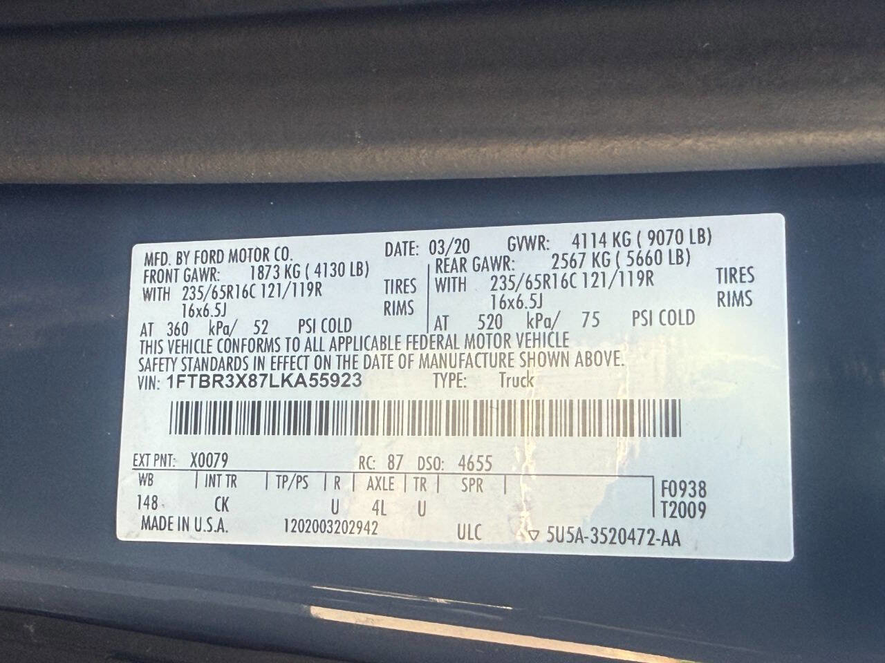 Used 2020 Ford Transit 250 148 High Roof Extended image 26