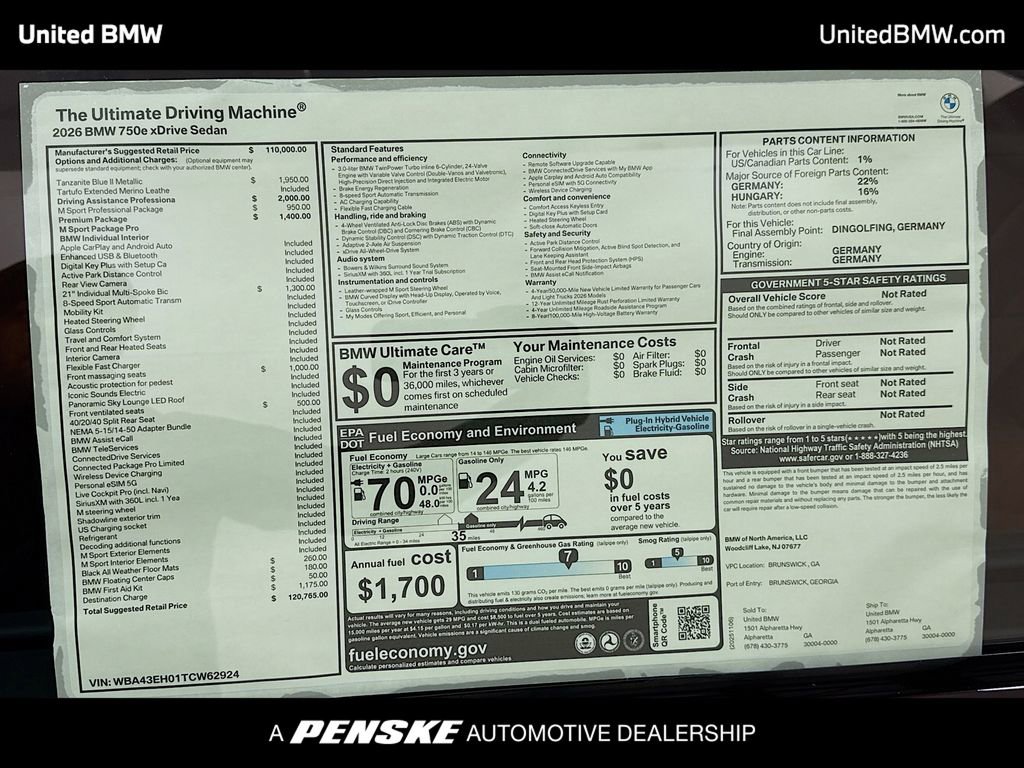 New 2026 BMW 750e xDrive AWD/4WD image 15