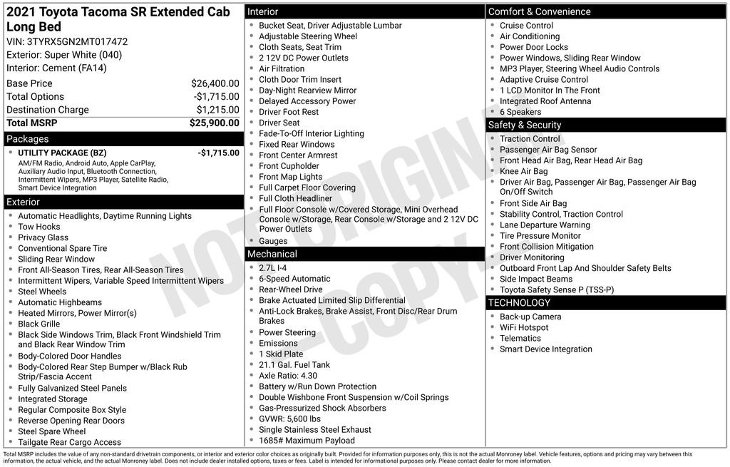 Used 2021 Toyota Tacoma SR image 17
