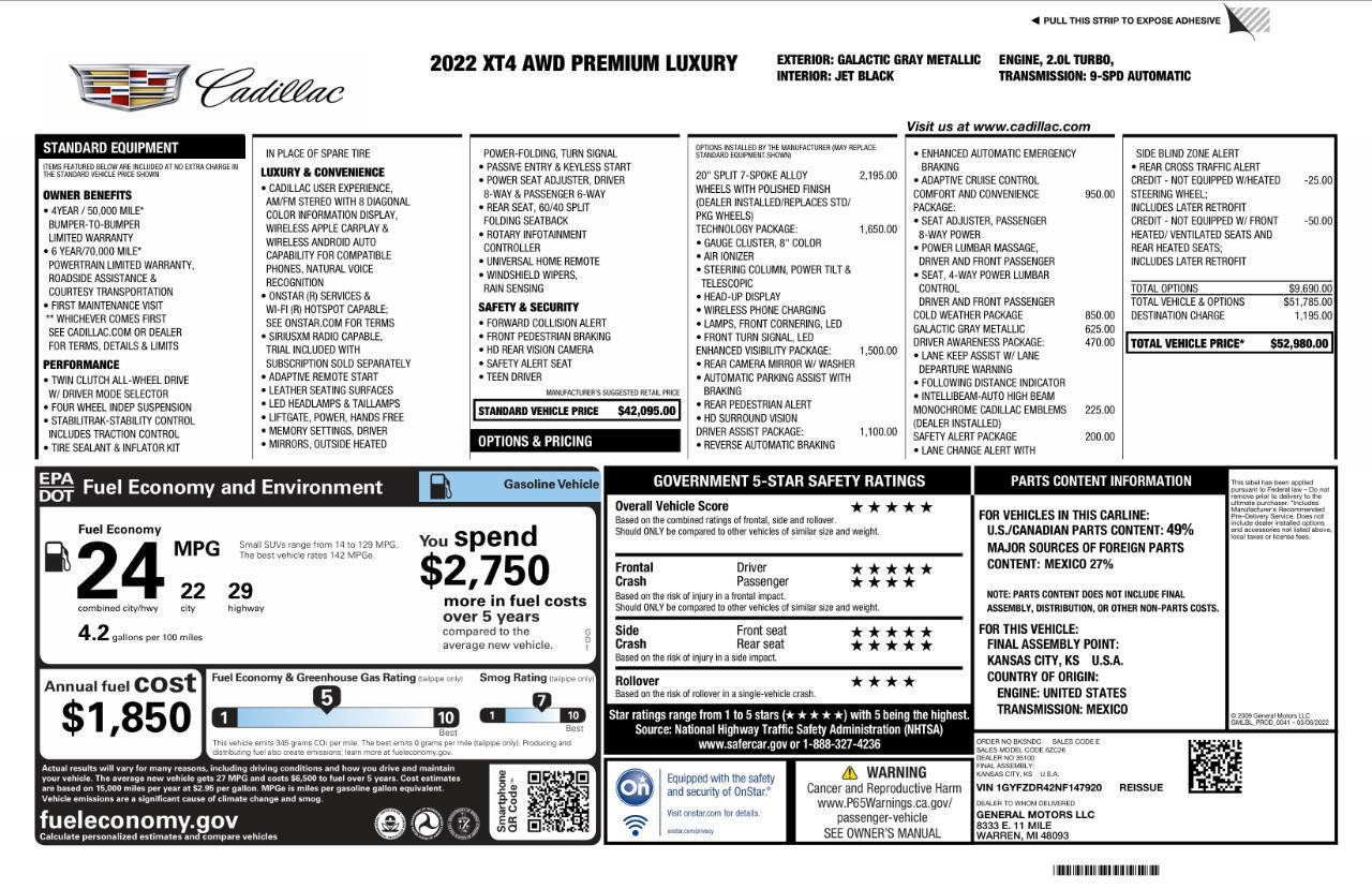 Used 2022 Cadillac XT4 Premium Luxury w/ LPO, Radiant Package image 8