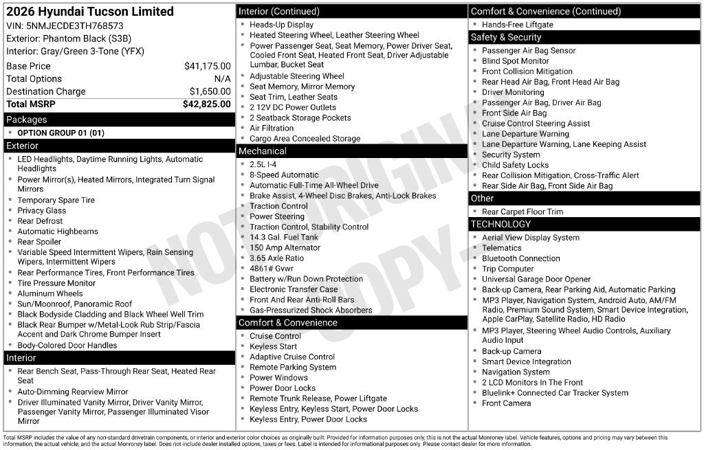 New 2026 Hyundai Tucson Limited AWD/4WD image 18