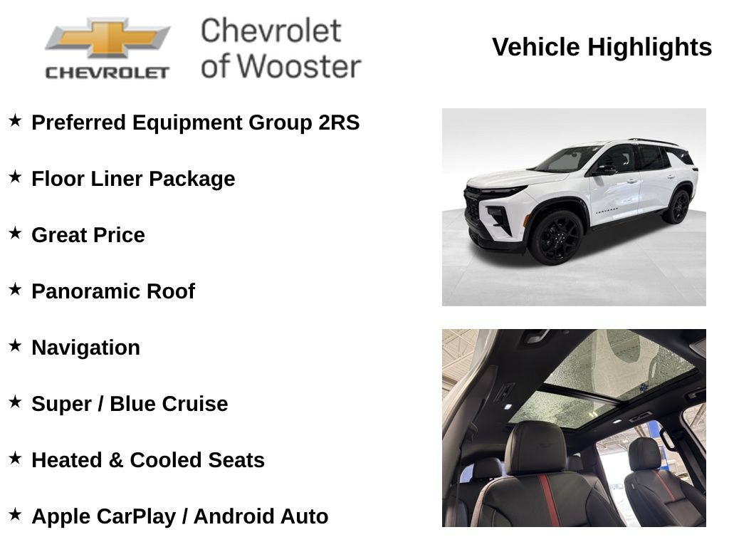 New 2026 Chevrolet Traverse RS w/ LPO, Floor Liner Package AWD/4WD image 2