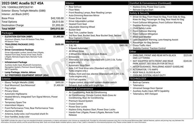 Used 2023 GMC Acadia SLT w/ Elevation Edition image 42