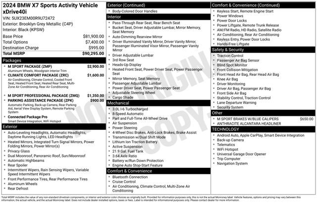 Used 2024 BMW X7 xDrive40i w/ M Sport Package image 54