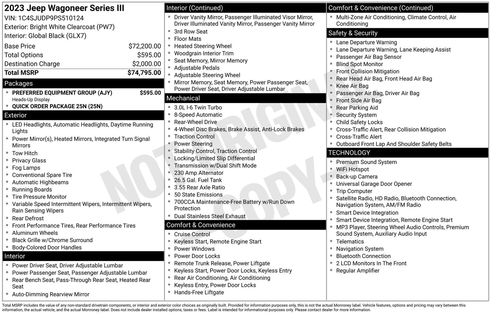 Used 2023 Jeep Wagoneer Series III w/ Preferred Equipment Group RWD image 12