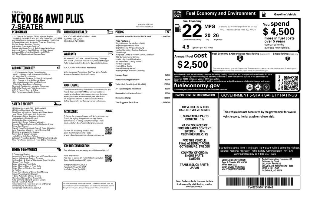 Used 2023 Volvo XC90 B6 Plus w/ Protection Package Premier image 2