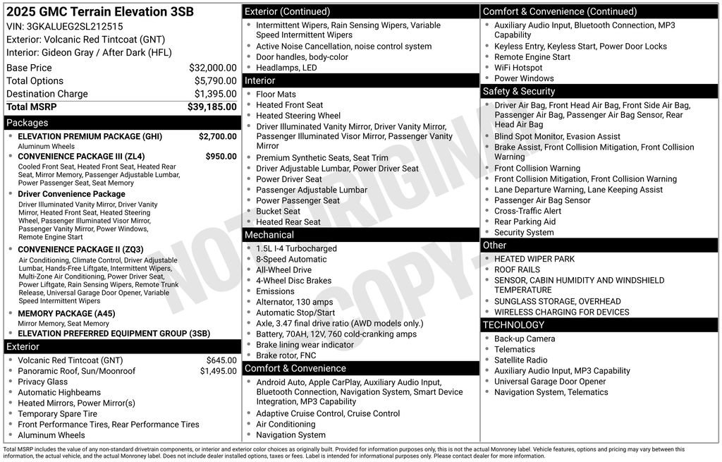 Used 2025 GMC Terrain Elevation w/ Elevation Premium Package AWD/4WD image 43