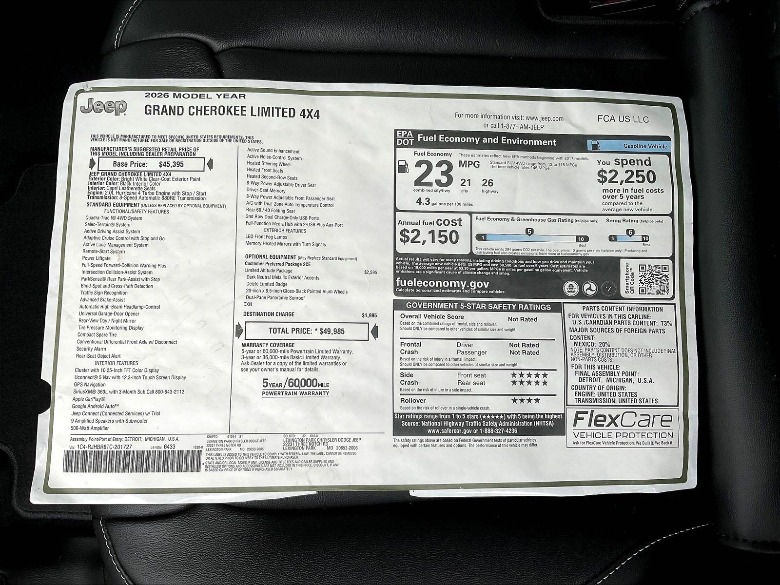New 2026 Jeep Grand Cherokee Limited w/ Limited Altitude Package AWD/4WD image 14