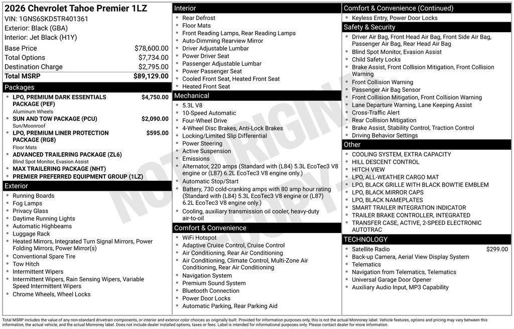 New 2026 Chevrolet Tahoe Premier AWD/4WD image 4