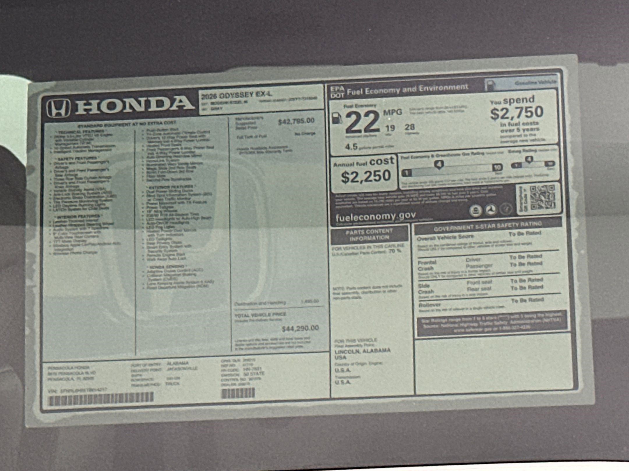 New 2026 Honda Odyssey EX-L image 21