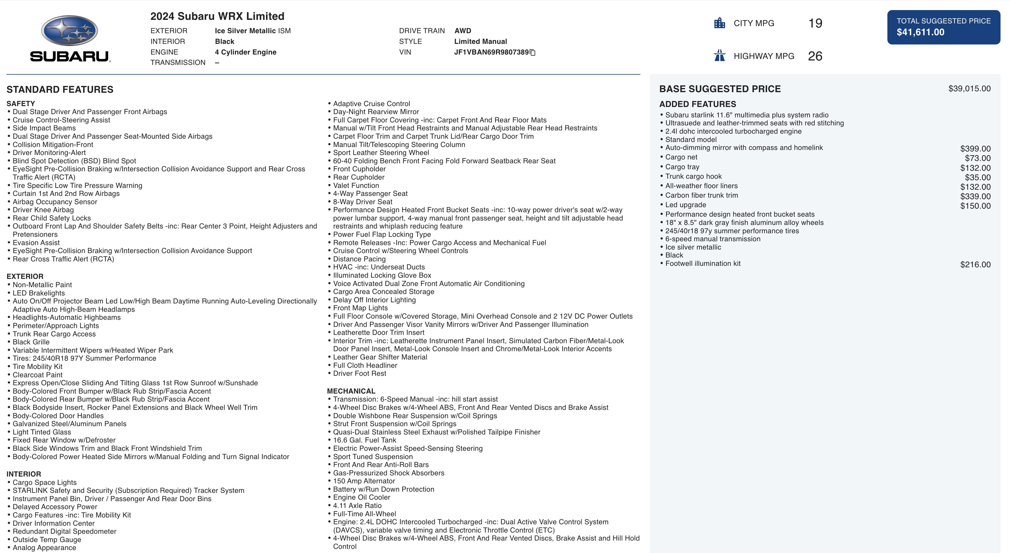 Used 2024 Subaru WRX Limited image 5