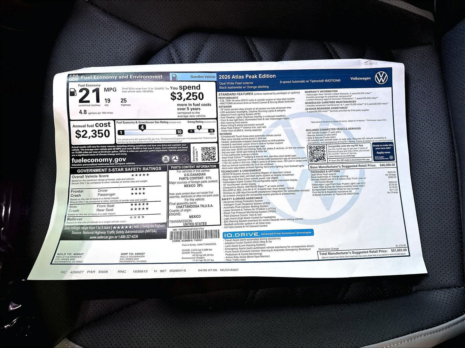 New 2026 Volkswagen Atlas Peak Edition AWD/4WD image 13