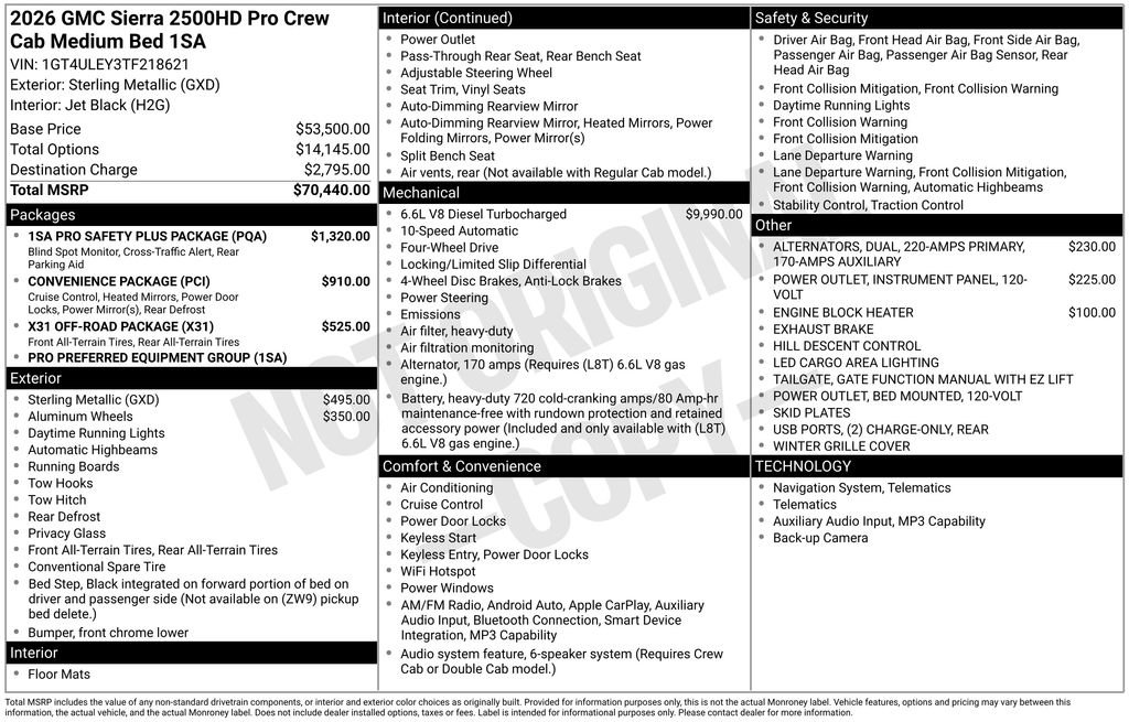 New 2026 GMC Sierra 2500 Pro w/ 1SA Pro Safety Plus Package AWD/4WD image 4