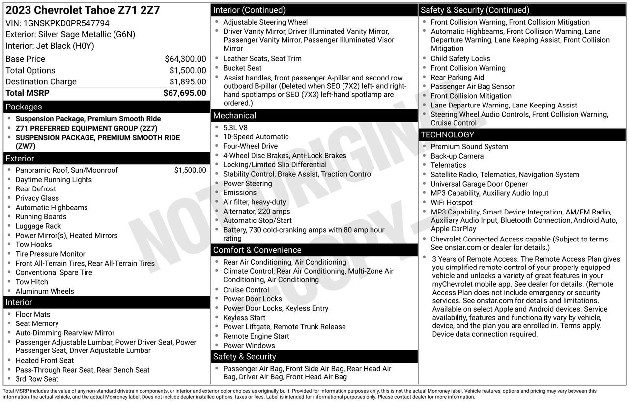 Used 2023 Chevrolet Tahoe Z71 AWD/4WD image 32