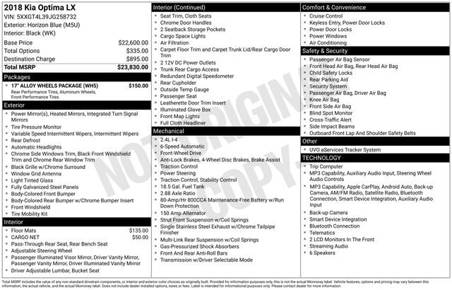 Used 2018 Kia Optima LX w/ 17" Alloy Wheels Package image 9