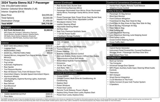 Used 2024 Toyota Sienna XLE w/ XLE Plus Package AWD/4WD image 32