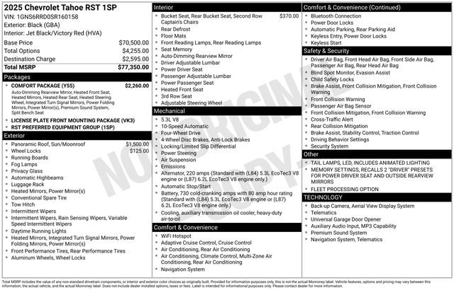 Used 2025 Chevrolet Tahoe RST w/ Comfort Package image 4