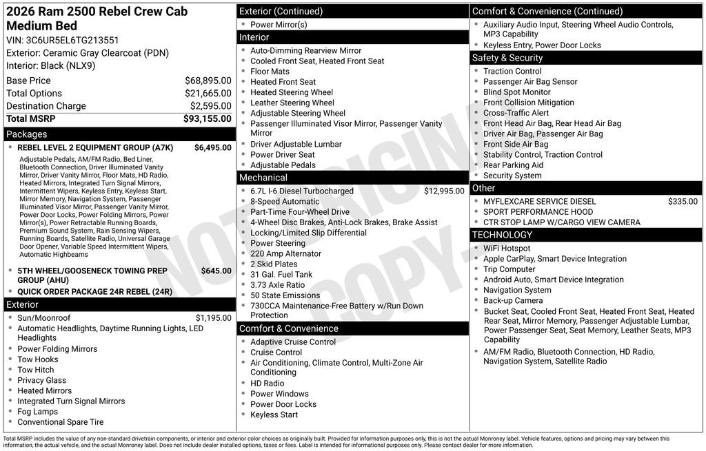 New 2026 RAM 2500 Rebel w/ Rebel Level 2 Equipment Group image 3