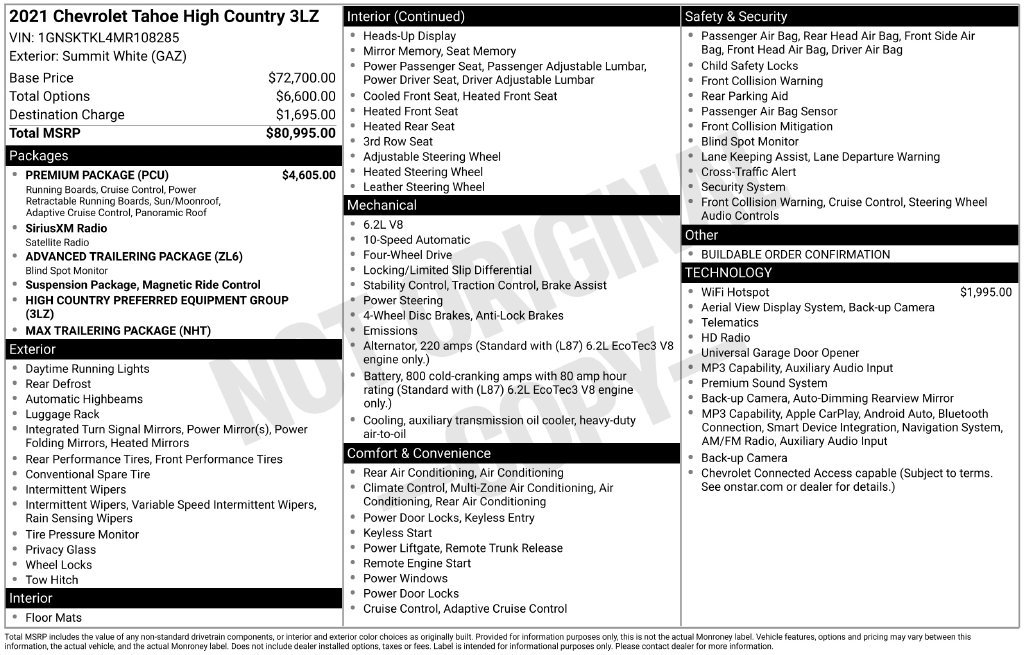 Used 2021 Chevrolet Tahoe High Country w/ Premium Package AWD/4WD image 28