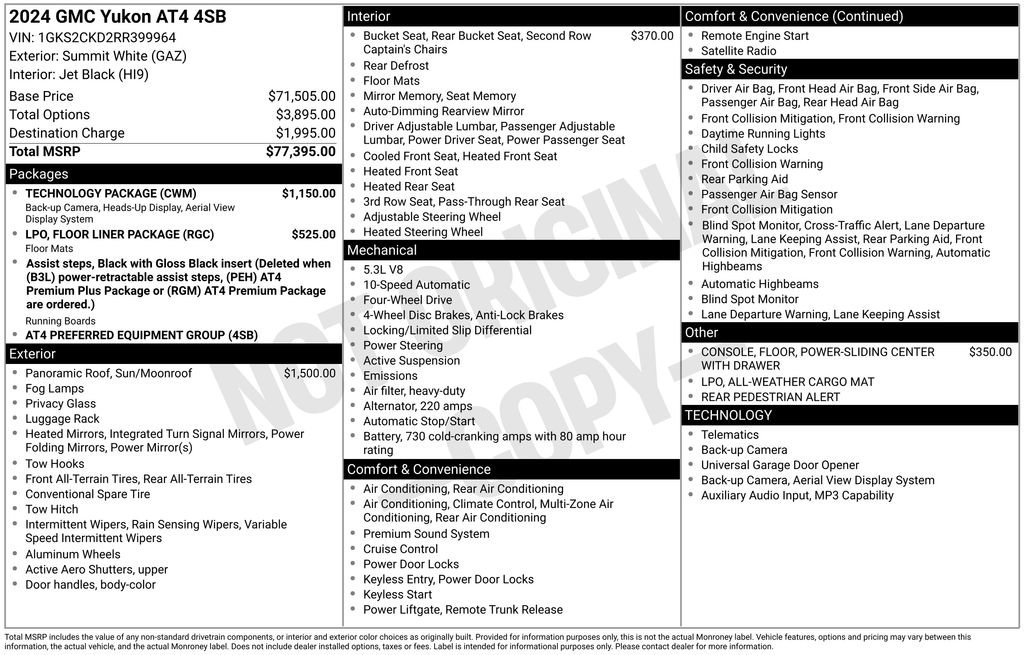 Used 2024 GMC Yukon AT4 w/ Technology Package image 36