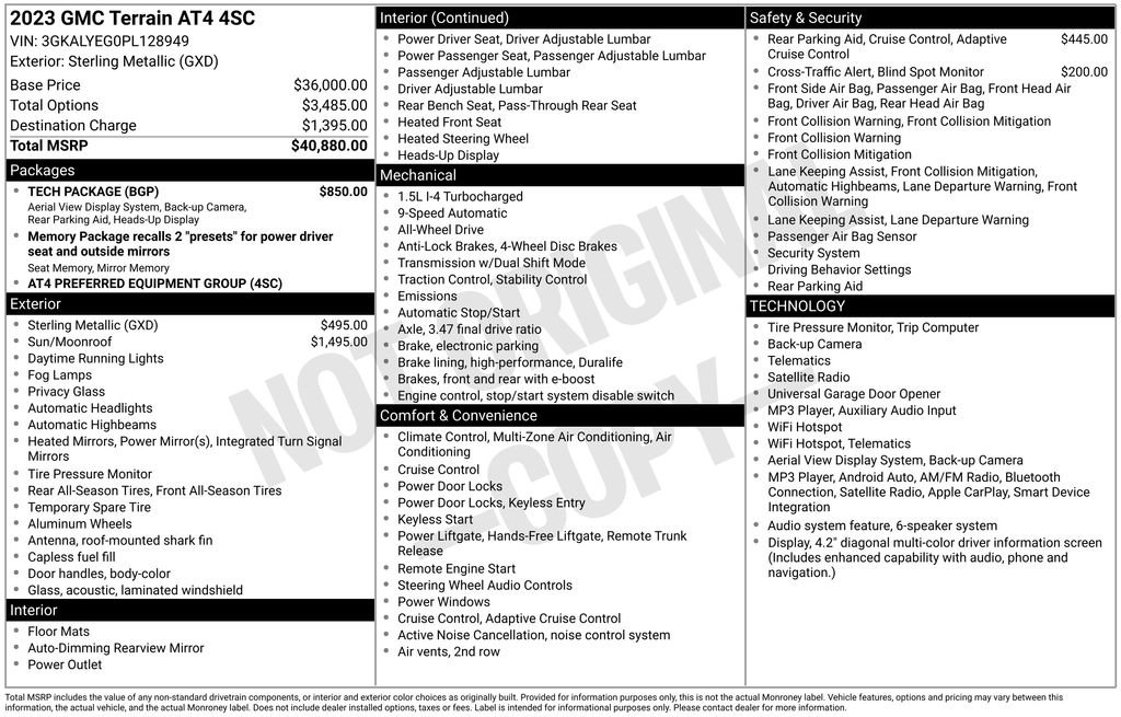 Certified 2023 GMC Terrain AT4 w/ Tech Package AWD/4WD image 49