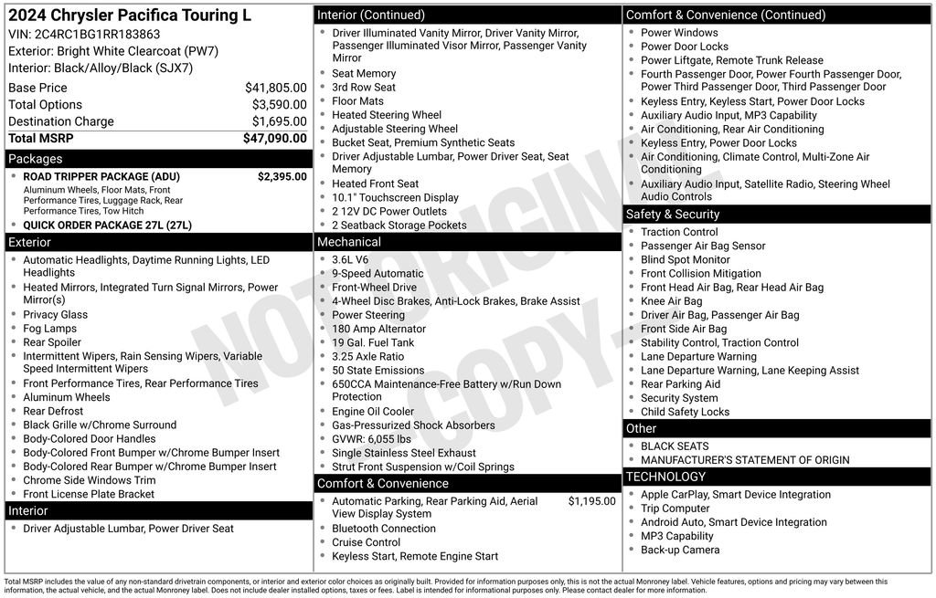 Used 2024 Chrysler Pacifica Touring-L w/ Road Tripper Package FWD image 28