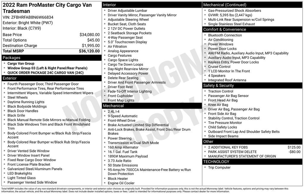 Used 2022 RAM ProMaster City Tradesman FWD image 9