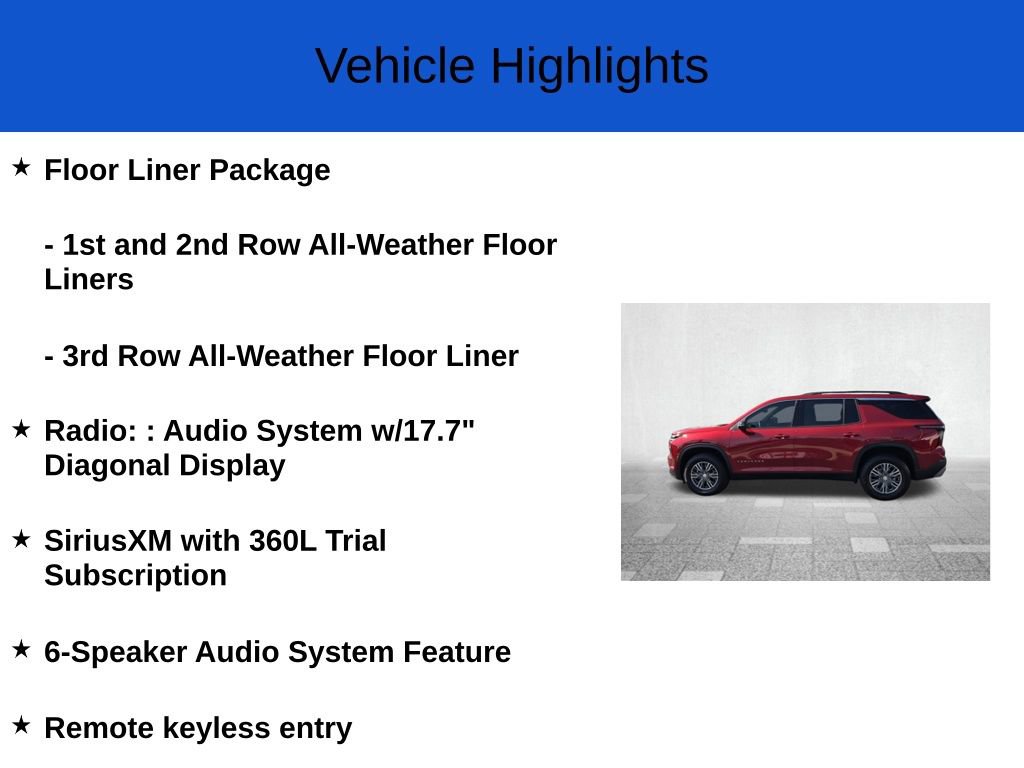 New 2025 Chevrolet Traverse LT w/ LPO, Illumination Package FWD image 3