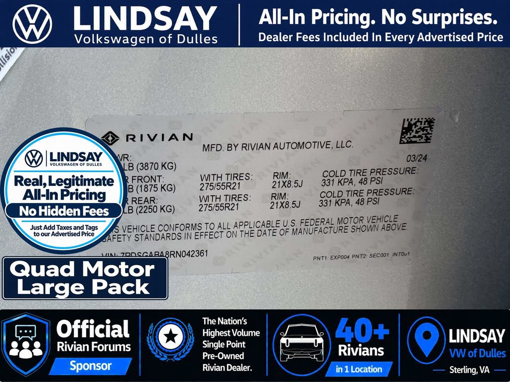 Used 2024 Rivian R1S Adventure Quad AWD/4WD image 32
