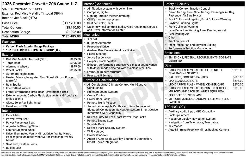 New 2026 Chevrolet Corvette Z06 image 4