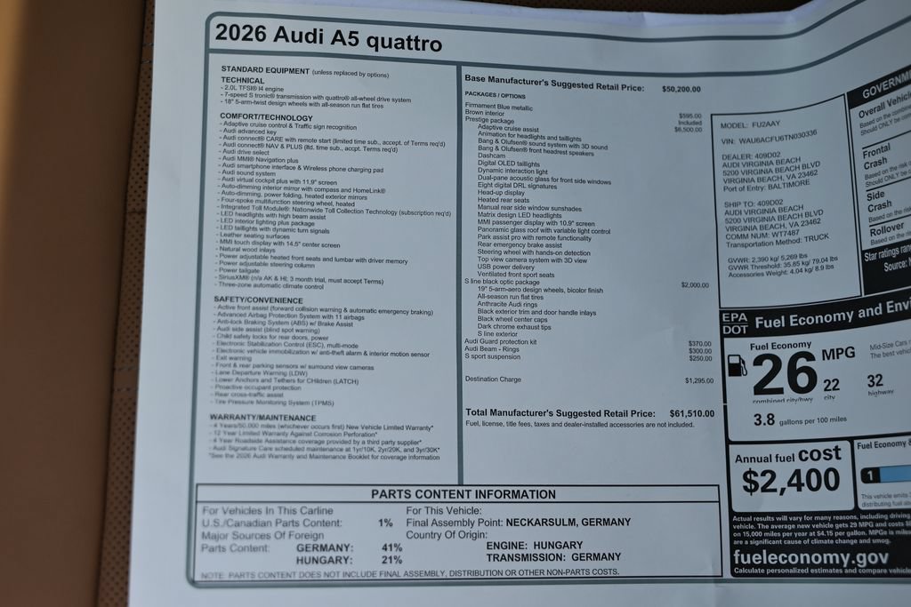 New 2026 Audi A5 2.0T Prestige AWD/4WD image 25